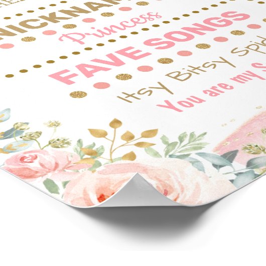 ほんのりピンクの花と森林の1歳誕生日マイルストーン ポスター (角)