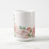 ほんのりピンクの花と緑の植物 コーヒーマグカップ (中央)