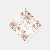 ほんのりピンクの花の水彩画 スタンダードカクテルナプキン (角)