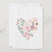 ほんのりピンクの花ハートの誕生日パーティー招待状 招待状 (裏面)