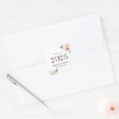 ほんのりピンクの花柄数字 卒業ステッカー スクエアシール (封筒)