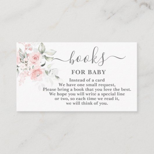 ほんのりピンクの花柄　赤ちゃんの女の子の本カード エンクロージャーカード (正面)