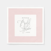 ほんのりピンクの花水彩画 ブライダルシャワー スタンダードカクテルナプキン (正面)