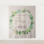 ほんのりピンクの葉 水彩 赤ちゃん歓迎 タペストリー (正面)