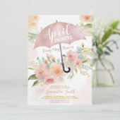 ほんのりピンクの4月のシャワーが5月の花をもたらす傘 招待状 (スタンド正面)