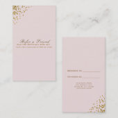 ほんのりピンクゴールドのコンフェッティコーナー お友達を紹介 紹介カード (正面/裏面)