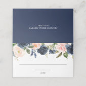 ほんのりピンク ネイビーブルー 花 エレガントな名札 プレイスカード (外部開封)