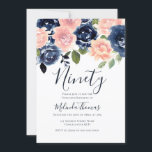 ほんのりピンク & ネイビー 水彩 90歳の誕生日 招待状<br><div class="desc">ほんのりピンク & ネイビー 水彩 90歳の誕生日パーティー招待状

Niche and Nestストアで一致するRSVP、封筒、コレクションをご覧ください</div>