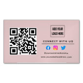 ほんのりピンク フォロー スキャンしてつながろう QRコード マグネット名刺 (正面)