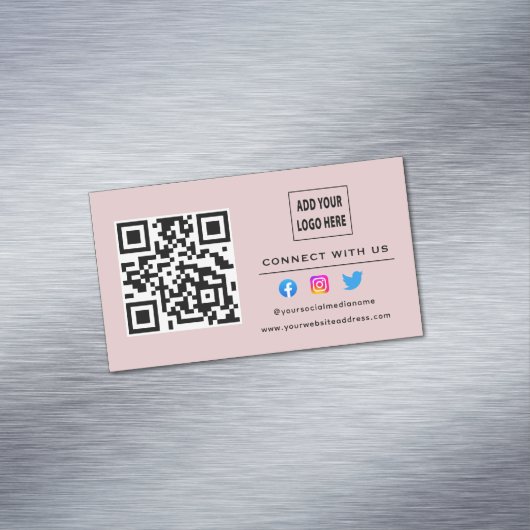 ほんのりピンク フォロー スキャンしてつながろう QRコード マグネット名刺 (インサイチュ)