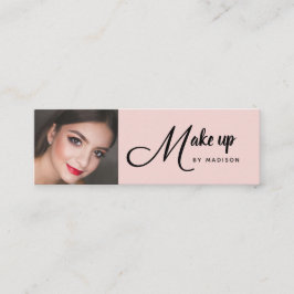ほんのりピンク 黒 シンプル フォト メイク ミニ 事業 スキニー名刺
