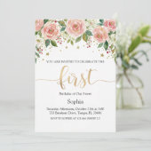 ほんのり水彩フラワーの女の子1歳の誕生日 招待状 (スタンド正面)