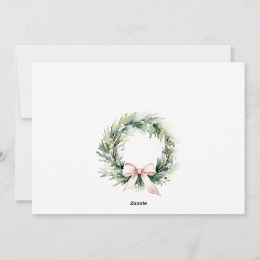 ほんのり緑のクリスマスリース 新しい家のご案内 シーズンカード (裏面)