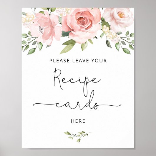 ほんのり花柄のレシピカードをここに残してください ポスター (正面)