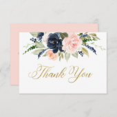 ほんのり青い感謝カード, 花のベビーシャワーカード サンキューカード (正面/裏面)