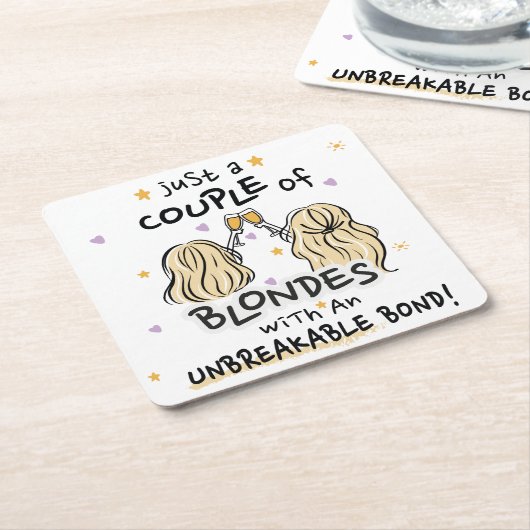 "ほんのカップルのブロンド"コースター スクエアペーパーコースター (アングル)
