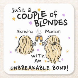 "ほんのカップルのブロンド"名前をカスタムする、コースター スクエアペーパーコースター
