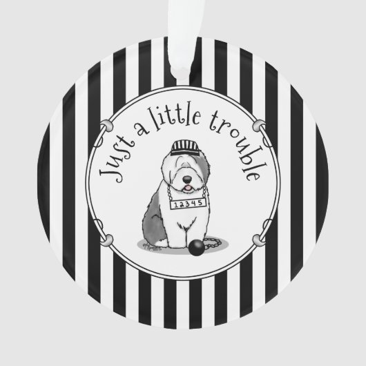 ほんの少しのトラブル古い英語シェプドッググレー1 オーナメント (正面)