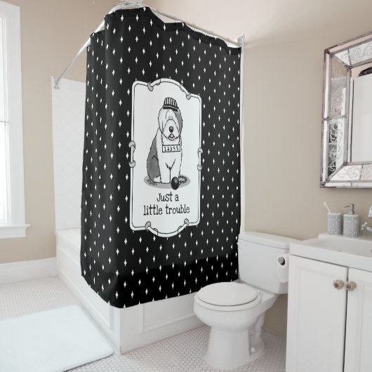 ほんの少しのトラブル古い英語シェプドッググレー1 シャワーカーテン (インサイチュ)