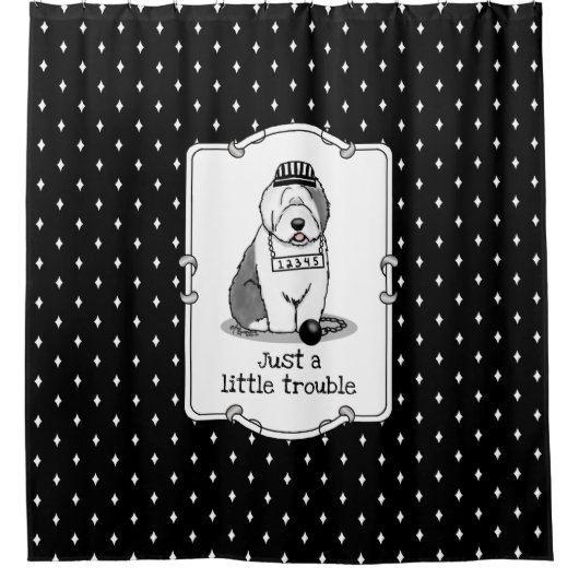 ほんの少しのトラブル古い英語シェプドッググレー1 シャワーカーテン (正面)