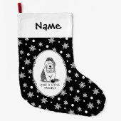 ほんの少しのトラブル古い英語シェプドッググレー1 ラージクリスマスストッキング (正面)