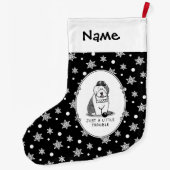 ほんの少しのトラブル古い英語シェプドッググレー1 ラージクリスマスストッキング (裏面)