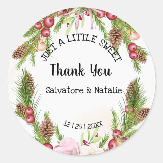 ほんの少し甘いトリートクリスマス結婚式の引き出物 ラウンドシール (正面)