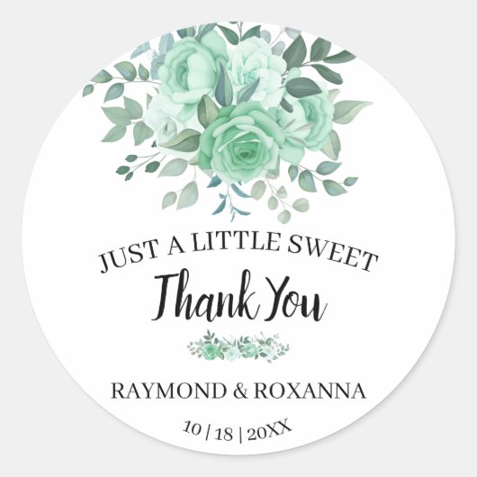 ほんの少しSweetTreat GreenRoses結婚式の引き出物 ラウンドシール (正面)