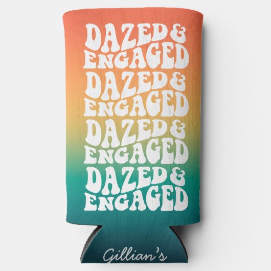 ぼうき婚約したタイポグラフィレトロ勾配 スリム缶クーラー (正面)