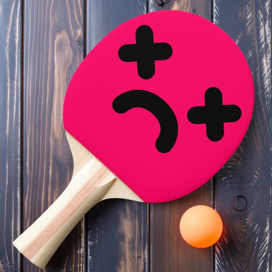 ぼうぜんとした悲しい顔ピンク 卓球ラケット