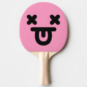 ぼうぜんとした舌アウト顔ライトピンク卓球ラケット 卓球ラケット (正面)