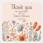 ぼう素朴ほの山花はオレンジとグレーだ スクエアシール (正面)