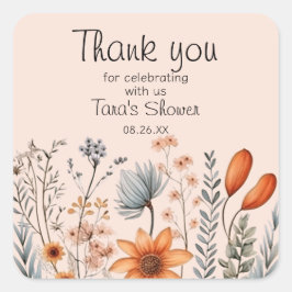 ぼう素朴ほの山花はオレンジとグレーだ スクエアシール