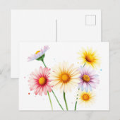 ぼかしエッジのあるソフトウォーターのカラーデイジー ポストカード (正面/裏面)