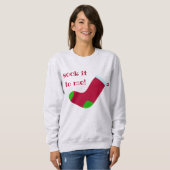 「ぼくに靴下を下ろせ!」 クリスマスストッキングスウェットシャツ スウェットシャツ (正面フル)