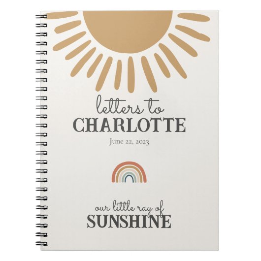 ぼくの娘にboho sunshine lettersベビー ノートブック (正面)
