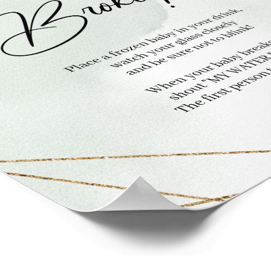 ぼくの水が割れフェイクた緑の金ゴールドを吸う ポスター (角)