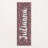 ぼほシック花柄ピンク・ブラウンパーソナライズされた ヨガマット (正面)