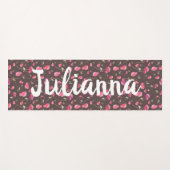 ぼほシック花柄ピンク・ブラウンパーソナライズされた ヨガマット (正面(横))