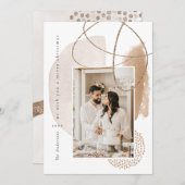 ぼほベージュモダンジオメトリックフォトホリデーカード シーズンカード (正面/裏面)