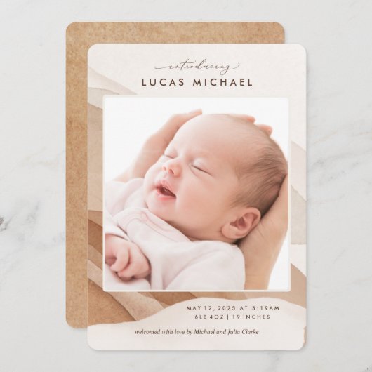 ぼほベ男女兼用ージュ水彩発表 招待状 (正面/裏面)