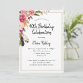 ぼほ花と羽素朴40歳の誕生日 招待状 (スタンド正面)