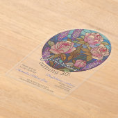 ぼほ花ステンドグラス模倣誕生日 アクリル招待状 (レイダウン)