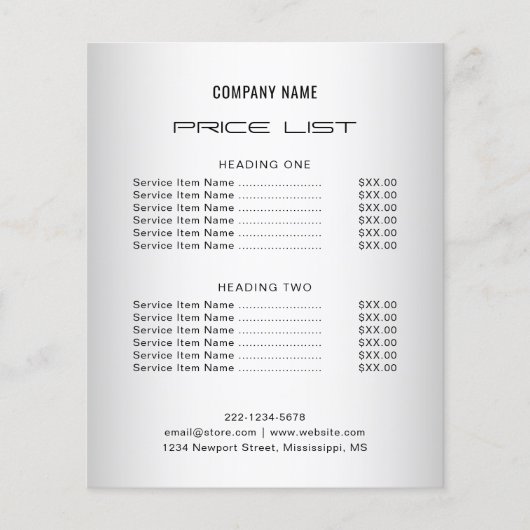 ぼやけたグレー背景のソーシャルメディア価格リスト チラシ (正面)