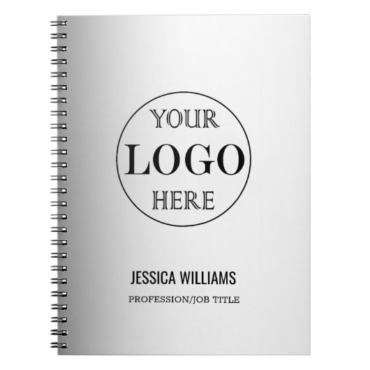 ぼやけたグレー背景 カスタムロゴ ビジネス ノートブック (正面)