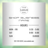 ぼやけたグレー 営業時間 ロゴ ビジネス ウィンドウサイン (シート3)