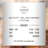 ぼやけたグレー 営業時間 ロゴ ビジネス ウィンドウサイン (シート2)