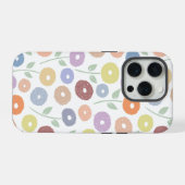 ぼやけた花のリピートパターン 白地にパステルカラー iPhoneケース (裏面横)