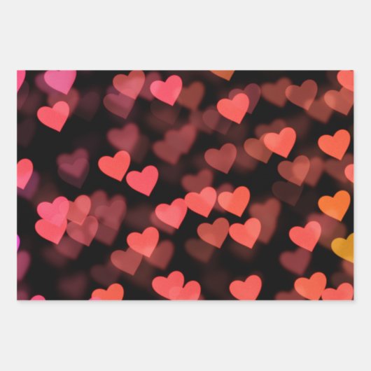 ぼやけの赤いハートラブ – バレンタインの日 ラッピングペーパーシート (正面)