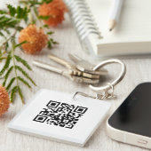 ぼやけグレイ背景カスタムロゴビジネス キーホルダー (正面右)